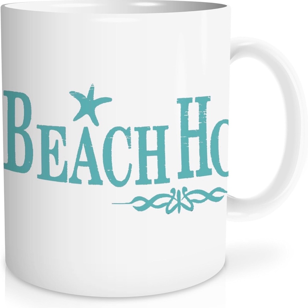 Amazon White and Teal Beach House Mug